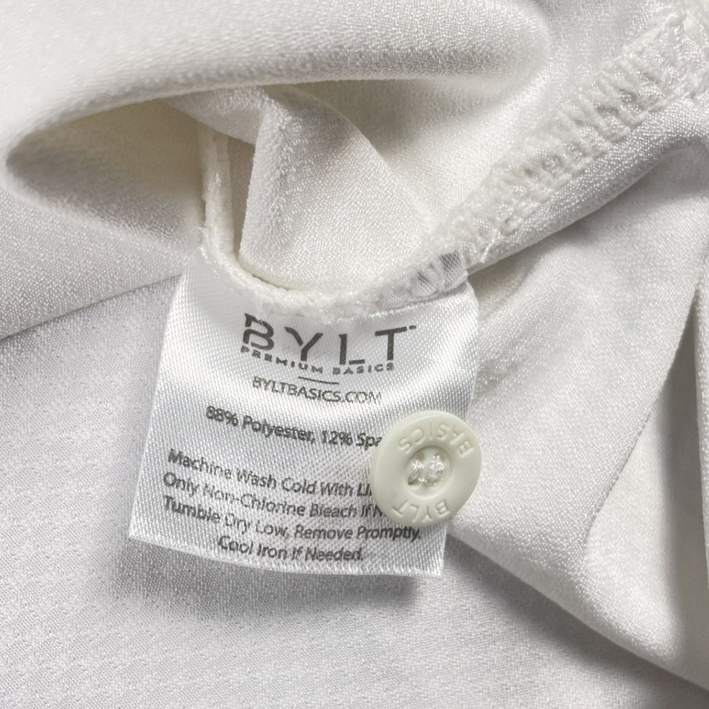 BYLT Polo Shirt Mens Large White Black Stripe Short Sleeve Performance Stretch - Picture 5 of 9